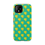 Floral Tough Google Pixel Phone Case - Vibrant Yellow Flowers on Green Background