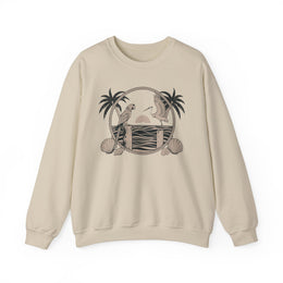 Tropical Paradise Sweatshirt - Unisex Heavy Blend™ Crewneck with Palm Trees & Parrots