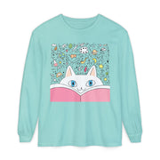 Cute Cat Reading Long Sleeve T-Shirt - Perfect for Cat Lovers