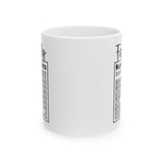 Whimsical Nutrition Facts Ceramic Mug - Fun Coffee Cup for Foodies and Diet Enthusiasts