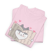 Cute Cat with Newspaper Unisex Heavy Cotton Tee - Fun and Cozy for Cat Lovers