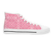 Trendy Pink Floral High Top Sneakers for Women