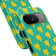 Floral Tough Google Pixel Phone Case - Vibrant Yellow Flowers on Green Background