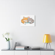 Adorable Cat and Dog Canvas Art - Cute Pet Lovers Wall Decor