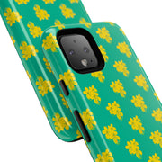 Floral Tough Google Pixel Phone Case - Vibrant Yellow Flowers on Green Background