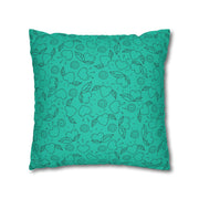 Turquoise Heart Pattern Faux Suede Pillowcase – Cozy Home Decor for Love & Comfort
