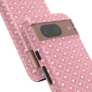 Pink Heart Pattern Tough Google Pixel Phone Case - Cute and Durable Protection
