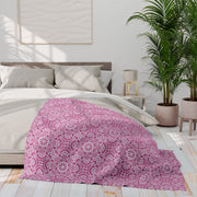 Cozy Floral Arctic Fleece Blanket - Soft Pink Mandala Design