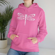 Pink Dragonfly Unisex Heavy Blend Hooded Sweatshirt – Cozy & Stylish Hoodie for Nature Lovers