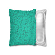 Turquoise Heart Pattern Faux Suede Pillowcase – Cozy Home Decor for Love & Comfort