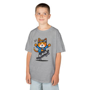 Skateboarding Cat Kids Heavy Cotton™ Tee - Fun & Playful T-Shirt for Young Skaters