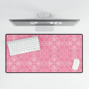 Elegant Pink Floral Desk Mat for Home Office