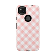 Chic Pink Gingham Google Pixel Phone Case for Tough Protection
