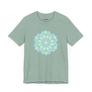 Zen Floral Mandala Unisex Jersey Tee - Soft Green Relaxed Fit Shirt