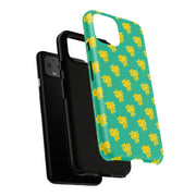 Floral Tough Google Pixel Phone Case - Vibrant Yellow Flowers on Green Background