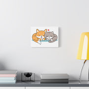 Adorable Cat and Dog Canvas Art - Cute Pet Lovers Wall Decor