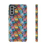 Colorful Cat Pattern Samsung Phone Case - Tough Cases for Cat Lovers