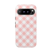 Chic Pink Gingham Google Pixel Phone Case for Tough Protection
