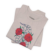 Snake and Roses Unisex Jersey Tee - Stylish Graphic Tee for Nature Lovers
