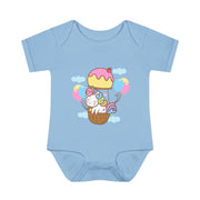 Cute Baby Bodysuit with Ice Cream and Balloons Design