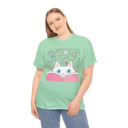 Whimsical Cat Reading Unisex Tee - Perfect for Cat Lovers & Bookworms