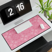 Elegant Pink Floral Desk Mat for Home Office