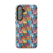 Colorful Cat Pattern Samsung Phone Case - Tough Cases for Cat Lovers