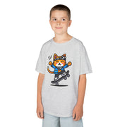 Skateboarding Cat Kids Heavy Cotton™ Tee - Fun & Playful T-Shirt for Young Skaters