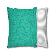 Turquoise Heart Pattern Faux Suede Pillowcase – Cozy Home Decor for Love & Comfort