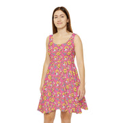 Playful Women's Skater Dress - Cute Cartoon Print for Summer Fun