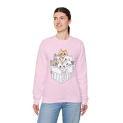 Cute Cat Reading Crewneck Sweatshirt for Cat Lovers