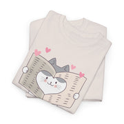 Cute Cat with Newspaper Unisex Heavy Cotton Tee - Fun and Cozy for Cat Lovers