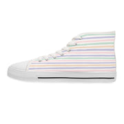 Pastel Striped Women's High Top Sneakers - Stylish & Comfortable Footwear for Everyday Wear