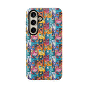 Colorful Cat Pattern Samsung Phone Case - Tough Cases for Cat Lovers