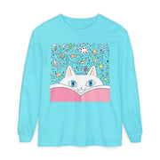 Cute Cat Reading Long Sleeve T-Shirt - Perfect for Cat Lovers