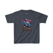 Skateboarding Cat Kids Tee - Fun Heavy Cotton T-Shirt for Young Adventurers