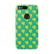 Floral Tough Google Pixel Phone Case - Vibrant Yellow Flowers on Green Background