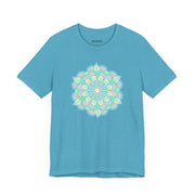 Zen Floral Mandala Unisex Jersey Tee - Soft Green Relaxed Fit Shirt
