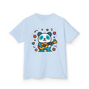 Kids Panda Guitar Tee - Cute Heavy Cotton T-Shirt for Music Lovers