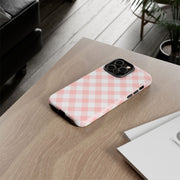Pink Gingham Tough iPhone Case - Stylish & Durable Protection