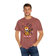 Cute Cat Music T-Shirt - Unisex Garment-Dyed Tee for Animal Lovers