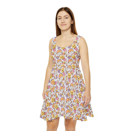 Fun & Playful Women's Skater Dress with Rainbow & Ice Cream Design