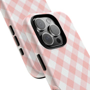 Pink Gingham Tough iPhone Case - Stylish & Durable Protection