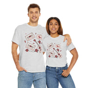 Retro Music Vibe Unisex Heavy Cotton Tee with Cassette and Guitar Design