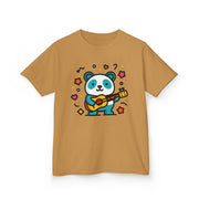 Kids Panda Guitar Tee - Cute Heavy Cotton T-Shirt for Music Lovers