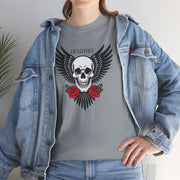 Devil's Wing Skull Unisex Heavy Cotton Tee - Edgy Graphic T-Shirt for Alternative Fashion