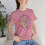 Luxe Mandala Unisex Jersey Tee - Vibrant Botanical Design