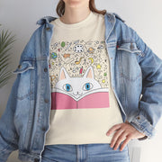 Whimsical Cat Reading Unisex Tee - Perfect for Cat Lovers & Bookworms