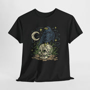 Gothic Raven and Skull Unisex Heavy Cotton Tee