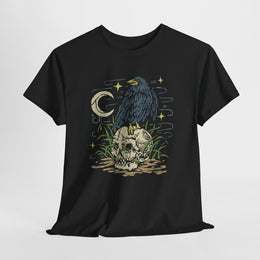 Gothic Raven and Skull Unisex Heavy Cotton Tee